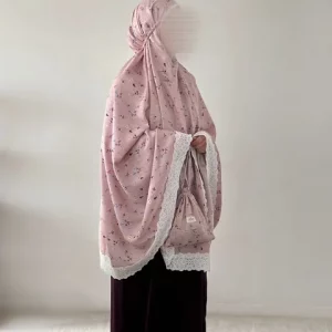 Ensemble de prière Flores - Tissu premium 80% soie rose fleurie